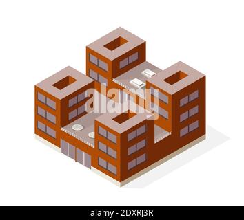 Isometric house building skyscraper concept Stock Vector