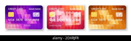 Credit cards set multicolor template vector with Stock Vector