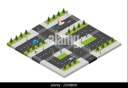 Isometric park people urban infrastructure Stock Vector