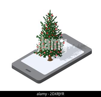 Phone concept of winter holiday Stock Vector