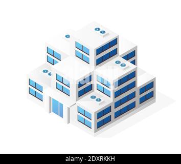 Isometric house building skyscraper concept Stock Vector