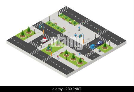 Isometric park people urban infrastructure Stock Vector