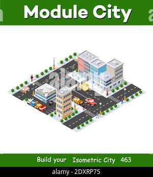 Megapolis 3d isometric three-dimensional view Stock Vector