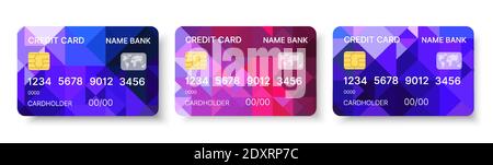 Credit cards set multicolor template vector with Stock Vector