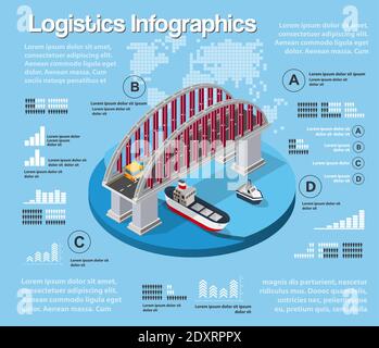 Logistic illustration infographics of urban road transport Stock Vector