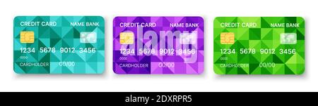 Credit cards set multicolor template vector with Stock Vector