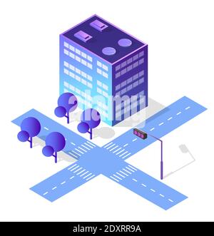 Isometric city set of violet colors - Isometric City Set Of Violet Colors Building 2dxrr9a 
