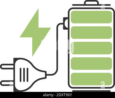 Rechargeable battery icon. Flat style. Isolated. Stock Vector