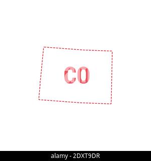 Colorado US state map outline dotted border. Vector illustration. Two-letter state abbreviation. Stock Vector