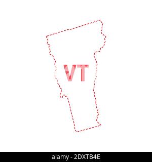 Vermont US state map outline dotted border. Vector illustration. Two-letter state abbreviation. Stock Vector
