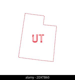 Utah US state map outline dotted border. Vector illustration. Two-letter state abbreviation. Stock Vector