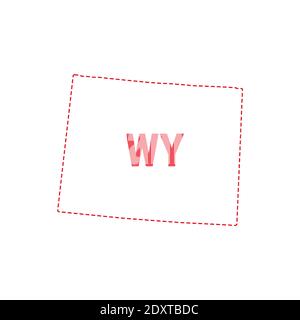 Wyoming US state map outline dotted border. Vector illustration. Two-letter state abbreviation. Stock Vector