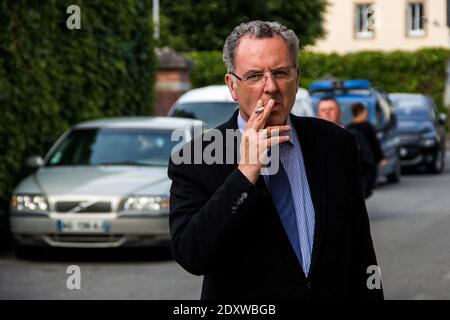 FRA - POLITICS - MEETING OF RICHARD FERRAND IN CARHAIX. On Friday, June 9, 2017, Richard Ferrand, Minister of territorial cohesion and candidate for t Stock Photo