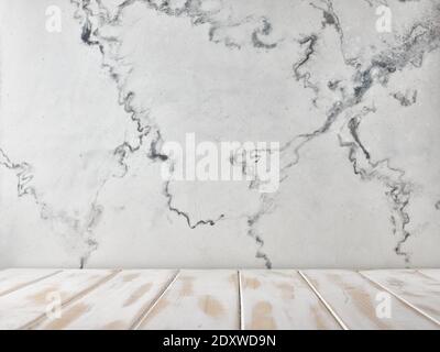 White countertop on marble wall background Stock Photo