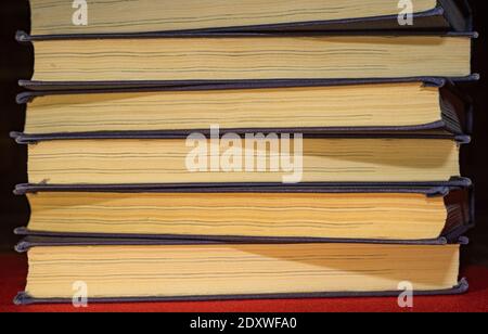 books lying on top of each other. Stock Photo