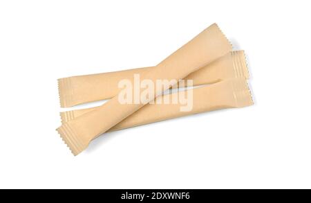 Brown  paper sachets isolated on white background with clipping path Stock Photo