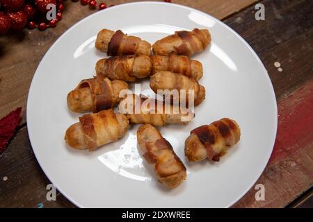 A delicious plate of pigs in blankets Stock Photo