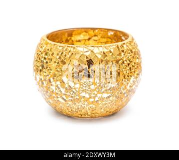 golden glass vase isolated on white with clipping path Stock Photo