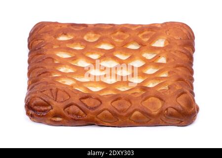 Rectangle Rustic Pie Fresh rectangular homemade pie with filling isolated over white ...