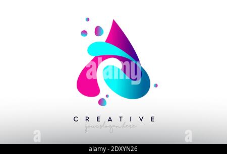 C Letter Design Logo. Rainbow Bubble Gum Letter Colors with Dots and ...