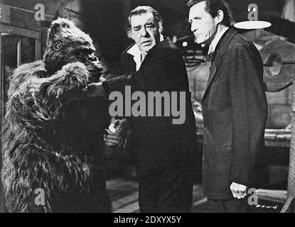 HILLBILLYS IN A HAUNTED HOUSE 1967 Woolner Brothers Pictures production with from left:  George Barrows as the Gorilla, Lon Chaney Jr and John Carradine Stock Photo