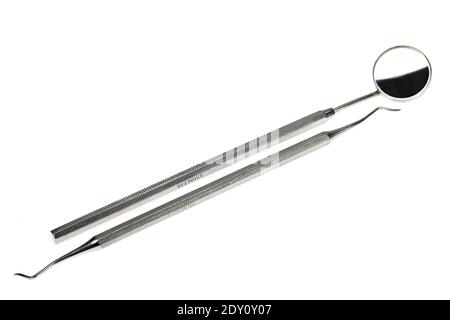 dental instruments isolated on white background Stock Photo