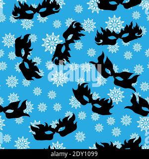 Mask Seamless Pattern Isolated on White Background Stock Vector