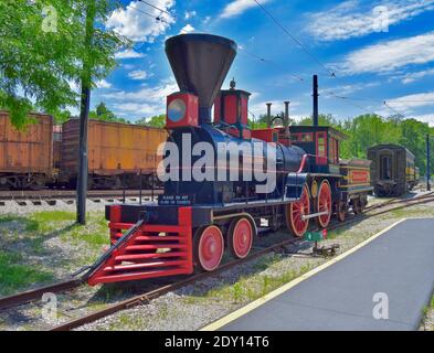 19th-Century Boston & Providence Steam Locomotive 'Daniel Nason' at the National Museum of Transportation Stock Photo