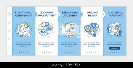 From childhood to adulthood onboarding vector template Stock Vector