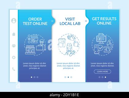 Laboratory testing ordering steps onboarding vector template Stock Vector