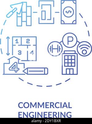 Commercial engineering blue gradient concept icon Stock Vector