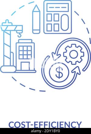 Cost-efficiency blue gradient concept icon Stock Vector