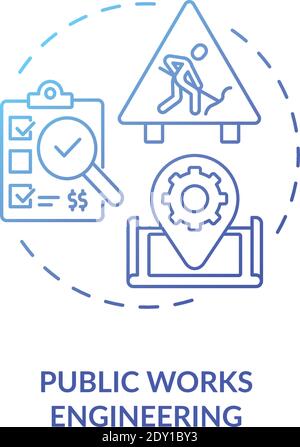 Public works engineering blue gradient concept icon Stock Vector