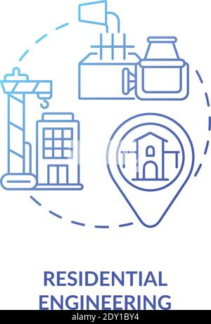 Residential engineering blue gradient concept icon Stock Vector