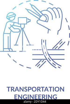 Transportation engineering dark blue gradient concept icon Stock Vector