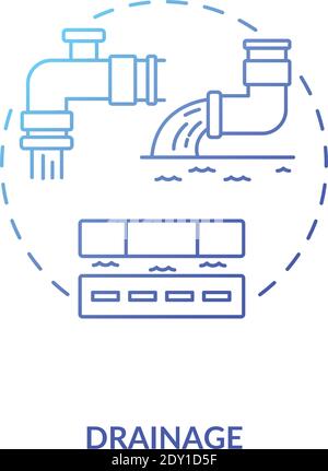 Drainage blue gradient concept icon Stock Vector