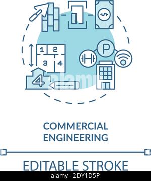 Commercial engineering turquoise concept icon Stock Vector