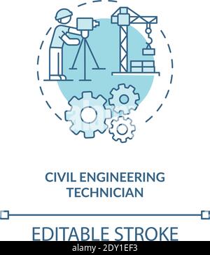 Civil engineering technician turquoise concept icon Stock Vector