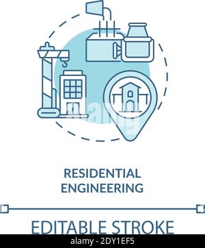 Residential engineering turquoise concept icon Stock Vector