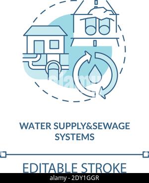 Water supply and sewage systems turquoise concept icon Stock Vector