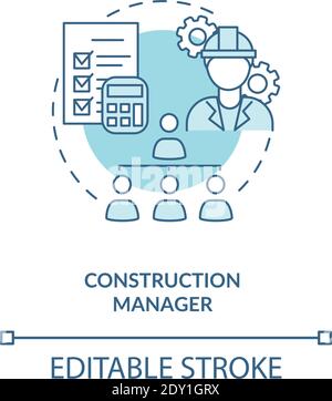 Construction manager turquoise concept icon Stock Vector