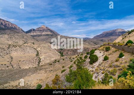 View of Shell Canyon, along the US 14 scenic byway in the Bighorn National Forest of Wyoming Stock Photo