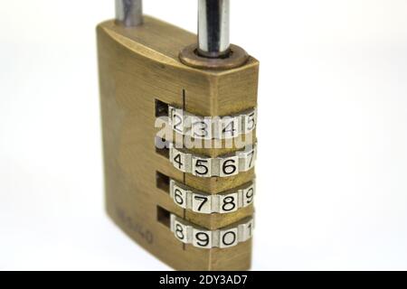 A code padlock isolated on white background Stock Photo