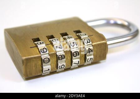 A code padlock isolated on white background Stock Photo