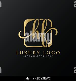 HF Logo Design Vector Template. Initial Luxury Letter HF Vector Illustration Stock Vector