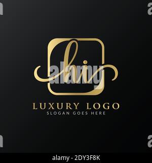 HI Logo Design Vector Template. Initial Luxury Letter HI Vector Illustration Stock Vector