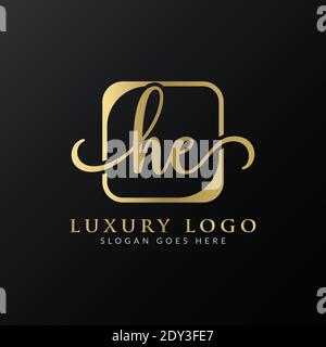 HE Logo Design Vector Template. Initial Luxury Letter HE Vector Illustration Stock Vector