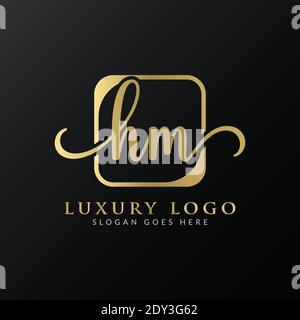HM Logo Design Vector Template. Initial Luxury Letter HM Vector Illustration Stock Vector