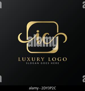 Initial IC letter Logo Design vector Template. Abstract Luxury Letter IC logo Design Stock Vector