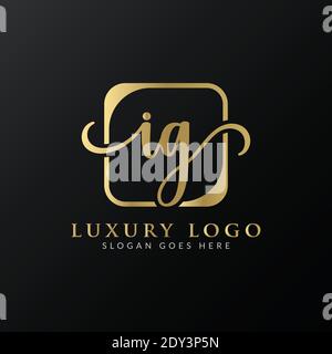 Initial IG letter Logo Design vector Template. Abstract Luxury Letter IG logo Design Stock Vector
